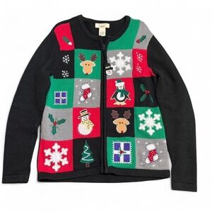 Vtg Bechamel Women Small Christmas Embroidery Holiday Sweater Knitted‎ Jacket